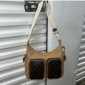 Fashion Tan and Brown Shoulder Bag